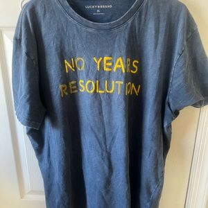 Lucky Brand Blue T-Shirt with Yellow Text